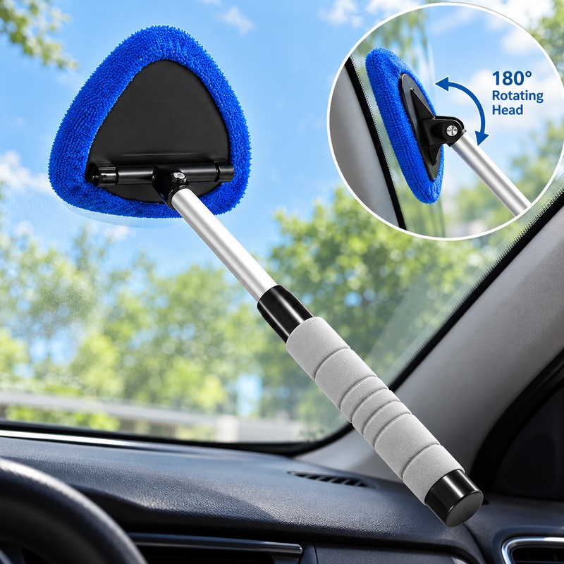 Telescopic Car Windshield Cleaner for Interior Glass – 180° Rotating