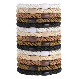 KOLZEMV Pack of 15 Women's Hair Bobbles Original Hair Bobbles Elastic Braid Bands Stylish Ponytail Holder for Women and Girls