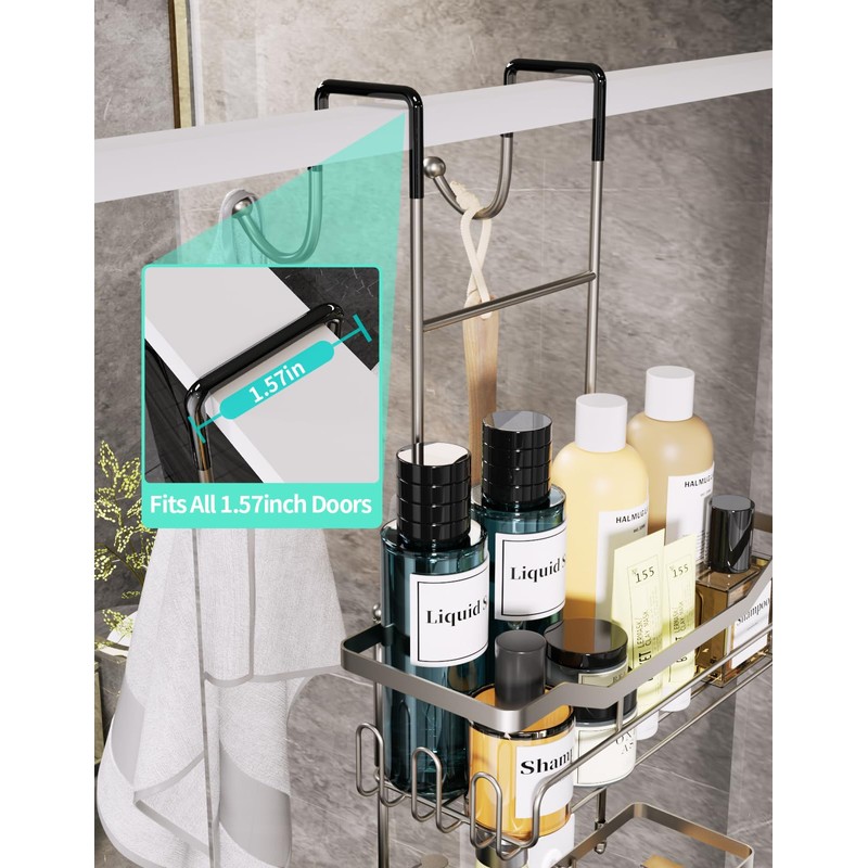 HapiRm Hanging Shower Caddy Over the Door with Soap Holder,