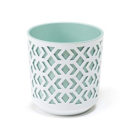 LUKRA Flower pot for herbs | Ø 19.5 cm H 20 cm | for garden and balcony | 2 pieces | decorative storage box | pieces to match your taste, white + mint, Ø 195 mm