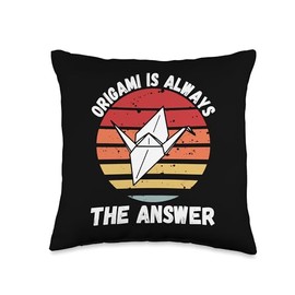 Vintage Origami Is Always The Answer Origami Lover Vintage Origami is Always The Answer Retro Art Lover Throw Pillow, 16x16, Multicolor