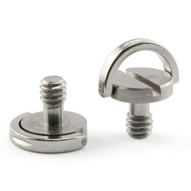 E-outstanding D-Ring Hinged Screw 2PCS 1/4-20 10mm Length Thread D Shaft Stainless Steel Camera Quick Release Plate Mounting Fixing Screws for Camera Tripod Monopod QR Plate