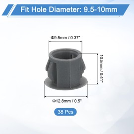 uxcell 38Pcs 10mm(3/8") Nylon Hole Plugs, Flush Type Panel Round Snap in Fastener Knockout Locking Plugs for Furniture Insert End Caps Panels, Gray