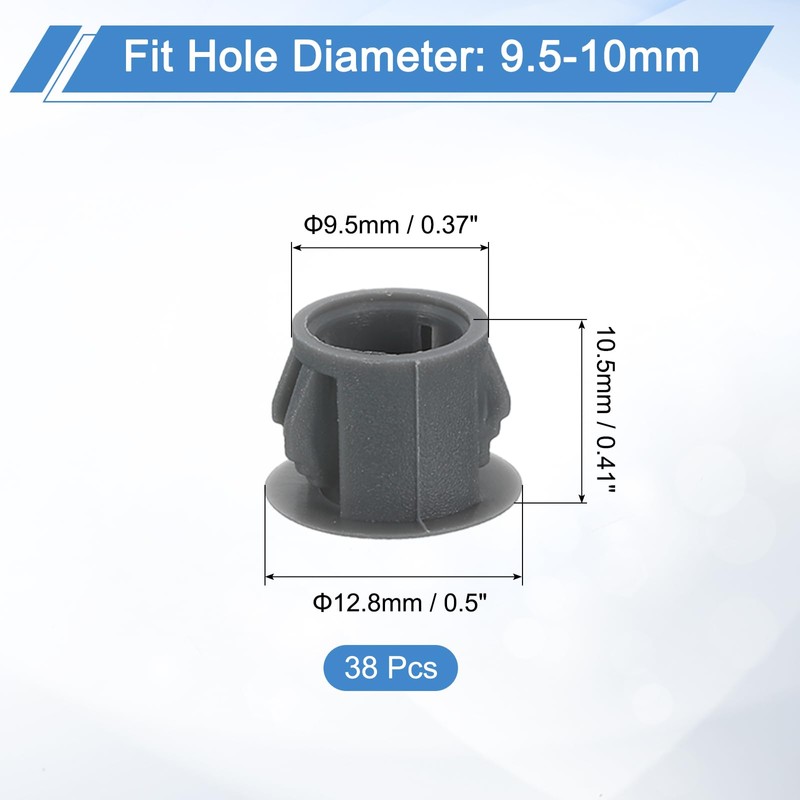 uxcell 38Pcs 10mm(3/8") Nylon Hole Plugs, Flush Type Panel Round