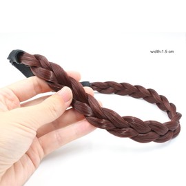 Yamel Braid Headband Adjustable Braided Hairband Dark Auburn Headbands for Women Synthetic Hair Plait Hairband Braided Headband Elastic
