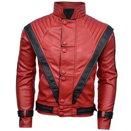 DIZLLER Party&Dance wear - D1 - Red & Black leather Jacket - FAUX Leather - XS