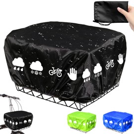 AUNGCSHE Rain Cover Bicycle Basket, Bicycle Basket Rain Cover with Elastic Band, Basket Cover, Waterproof with Reflective Strips, Rain Cover for Rear Basket, for Most Bicycle Baskets (Black)