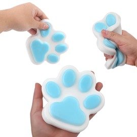 Cat Paw Squeeze Toy, 5.5 Inch Large Size Taba Soft Kitten Paw Squishy Kawaii Jelly Kitty Paw Relaxing Animals Fufu Fidget Toys for Kids Teenagers Adults(Blue)