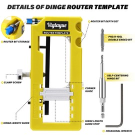 Door Hinge Jig, Door Hinge Mortiser, Router Template Fits for Door Hinges from 3” to 5” Length and Types of Sqaure, Radius 1/4” or Radius