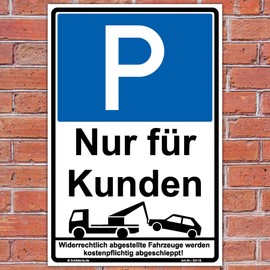 Sign "Parken nur für Kunden" Sign 300 x 200 mm Portrait Sturdy Aluminium Composite Plate 3 mm Thick Includes 4 Corner Holes