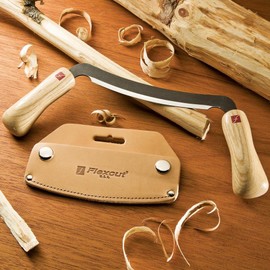 FLEXCUT 5 inch Draw Knife, High Carbon Steel Blade, Ergonomic Ash Handle, Leather Sheath Included (KN16)