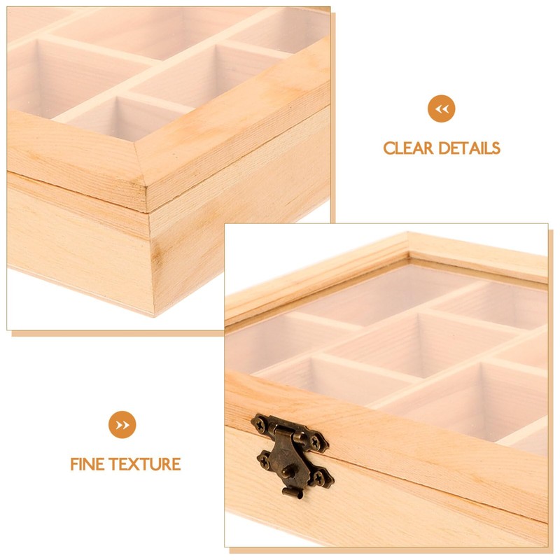 Alipis Rock Display Case Wood Blank Jewelry Organizer Box Tea