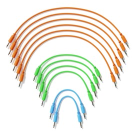 ExcelValley - 12-Pack - Mono Modular Patch Cables TS 3.5mm 1/8 inch Eurorack Synthesizer [12B-Pack]