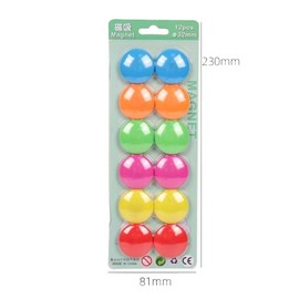 Caramag12 Magnet, Colorful Magnet, Colored Marking, Chalkboard, Magnetic Sheet, Refrigerator, Office, Classroom, Cram School, Operation Panel, Set of 12