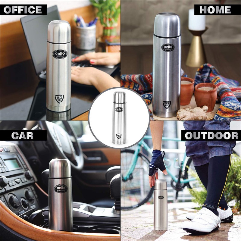 Cello FlipStyle Stainless Steel Bottle With Cover- 1000ml