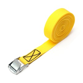 MroMax 0.98" Width x 14.76ft Length Lashing Straps Polypropylene Cam Buckle Lashing Straps 250Kg Load Cargo Tie Down Strap 25mm x 4.5M for Moving Cargo Yellow Tone 1Pc