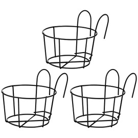 FIREBOOMOON Small Round Metal Hanging Railing Planters 3 Pack