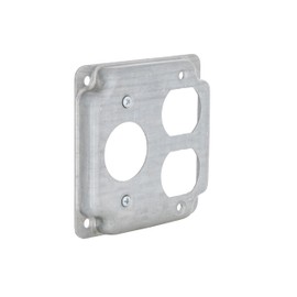 4 in. Square Cover, Exposed Work, Duplex/1.406 in. Dia. Receptacle