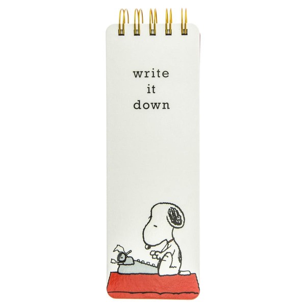 Graphique Peanuts Snoopy Typewriter Reporter Journal, Charles Schulz Design & "Write it Down" Title, Embellished Gold Foil Portable Notebook, 150 Lined Sheets w/ Matching Cover Designs, 3" x 8.75