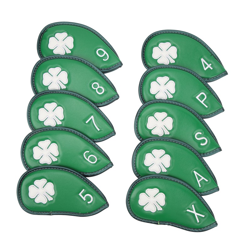10 PCS Golf Club Head Covers Four Leaf Clover Pattern