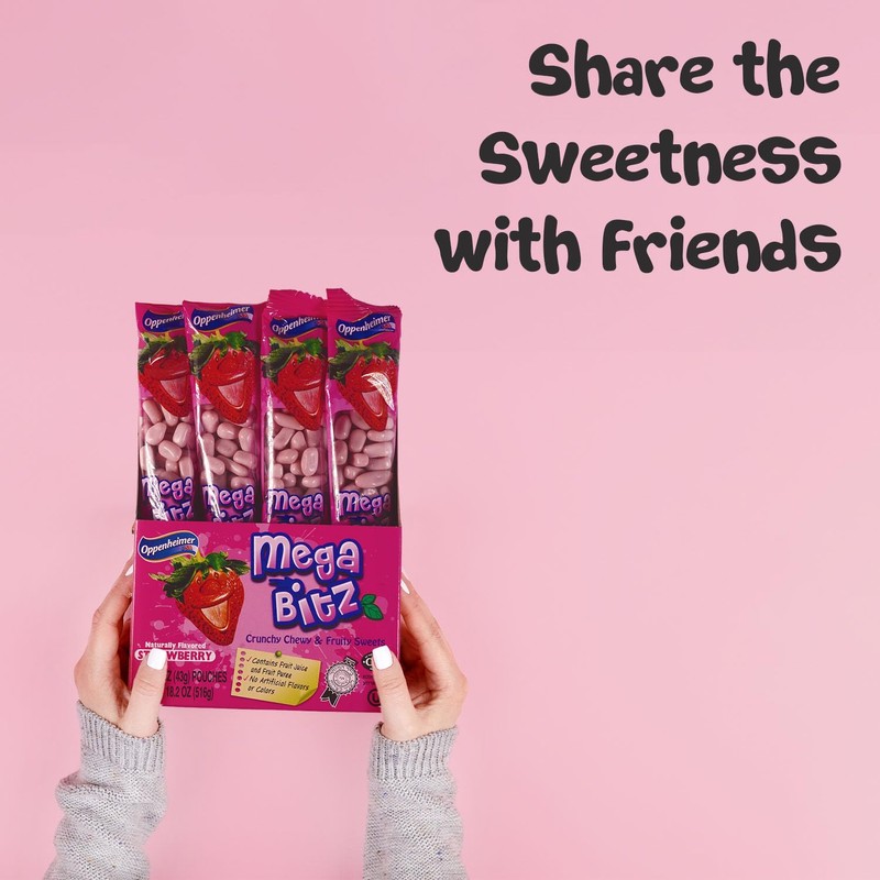 Mega Bitz Fruit Nuggets Strawberry Candy Bulk Pack for Kids