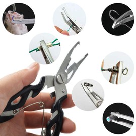 LAIBOREC Fishing Pliers, Multi-Function Hook Remover Split Ring Fishing Gears Accessories, Stainless Steel Line Cutter with Sheath and Lanyard Fly Fishing Tools Set