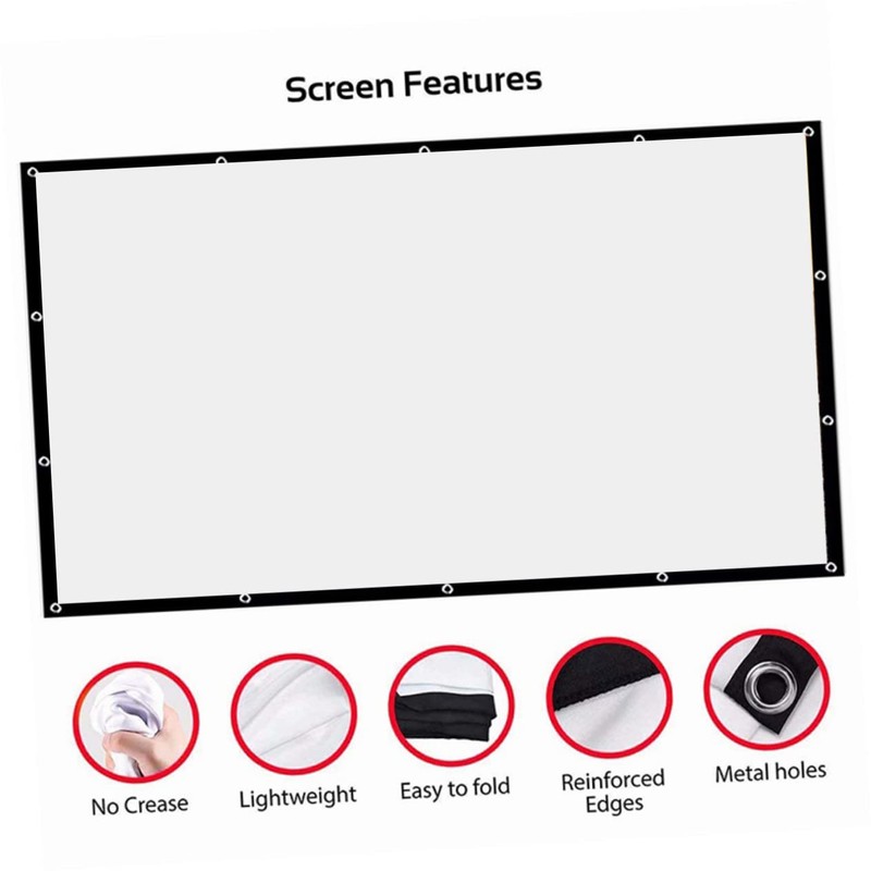 COHEALI Camping Projector Screen Portable Drop Down Screen Home Theater