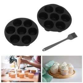 TYTOGE Freidora de silicona para magdalenas, 7 huecos, antiadherente, molde para cupcakes, freidora, molde para hornear, utensilio de cocina para accesorios Air Fryer