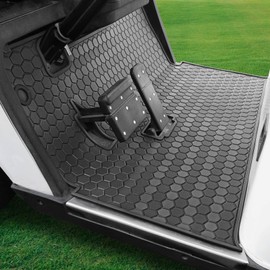 EZGO TXT Golf Cart Full Coverage Floor Liner Mat, fits EZGO TXT (1994+), Valor(1994+), Express S4(2012-2020), Cushman Workhorse, EX1(2020), Thick Anti-Slip Rubber, Black Trim