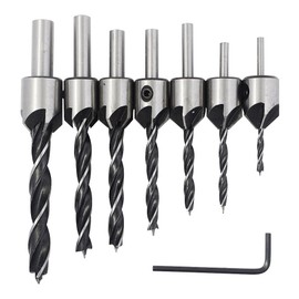 Yakamoz Countersink Drill Bits, Set of 7pcs HSS Countersink Drill Bits Hole Drill Bit Screw Woodworking Chamfer Tool with Hex Key丨3-10mm