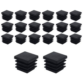 20 Pcs Square Plastic Plugs, Black Tube Inner End Caps, 20mm x 20mm Cover for Furniture Chair Desk Leg Tables Foot, Pipe