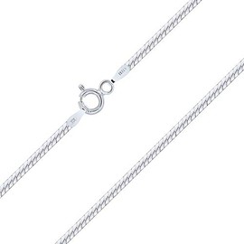 PLANETYS - Children's and Baby Herringbone Chain 925 Sterling Silver Rhodium-Plated Chain - 1.60 mm Wide Various Lengths 32-34-36-38-40 cm, Sterling Silver, mirrors