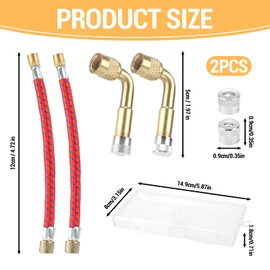 FAMCUCHE Valve Extension Car Valve Set, 2 Pieces 120 mm Flexible Rubber Car Valve Extension, Car Valve Adapter 90° Angle Valve, Valve Extensions for Car, Motorcycle, Bicycle, Scooter