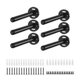 6pcs Floating Shelf Bracket Heavy Duty Shelving Mounting Brackets Hidden Floating Shelf Hardware,Black Metal Shelf Support Bracket (6 inch --6pcs--Without Tools)