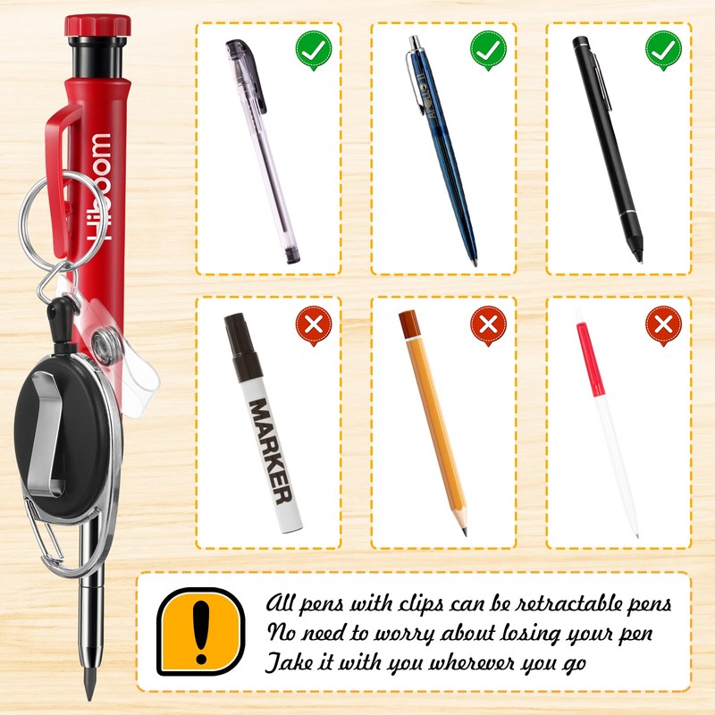 Hiboom Mechanical Carpenter Pencil with Retractable Holder, Deep Hole Construction