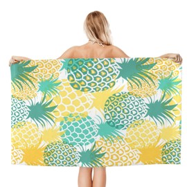 JOOCAR Pineapple Beach Towel Microfiber Soft Absorbent Oversized Bath Towel Thin Quick Dry Lightweight Large Swim Pool Blanket 32x52 Inch for Sports Travel Bath Camping Yoga for Women Man Girls