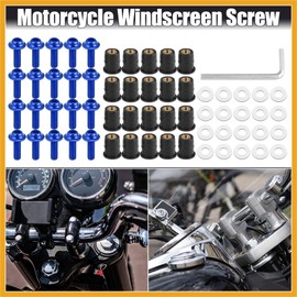 Partuto 20pcs M5 Motorcycle Windscreen Screw Fairing Windscreen Bolt Blue Replacement