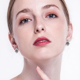 Sterling Silver Hoop Earrings, Small Cute CZ Cubic Zirconia White Gold Plated Huggie Hoop Earrings for Women 1.2ct