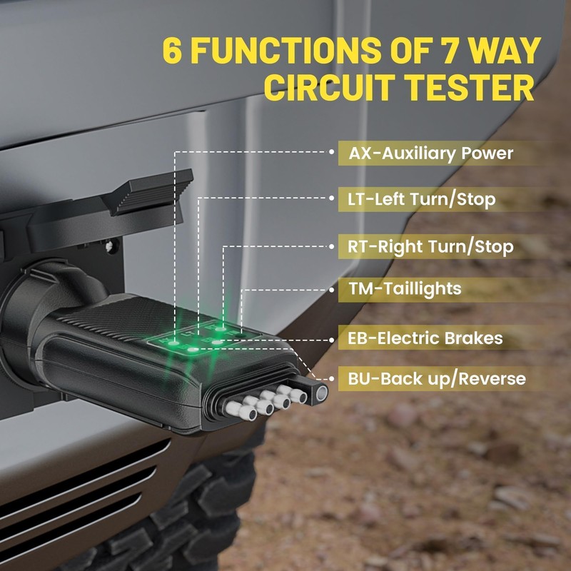 Oyviny 3-in-1 Trailer Plug Tester 4/5 Pin Flat & 7