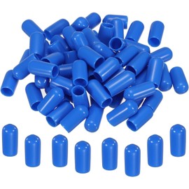 TA-VIGOR 50Pcs Rubber End Caps, 7mm ID Round Flexible Screw End Caps Thread Protectors, Blue Vinyl Bolt Covers Rubber Covers for Screws, Tubes, Cables, Wires, etc