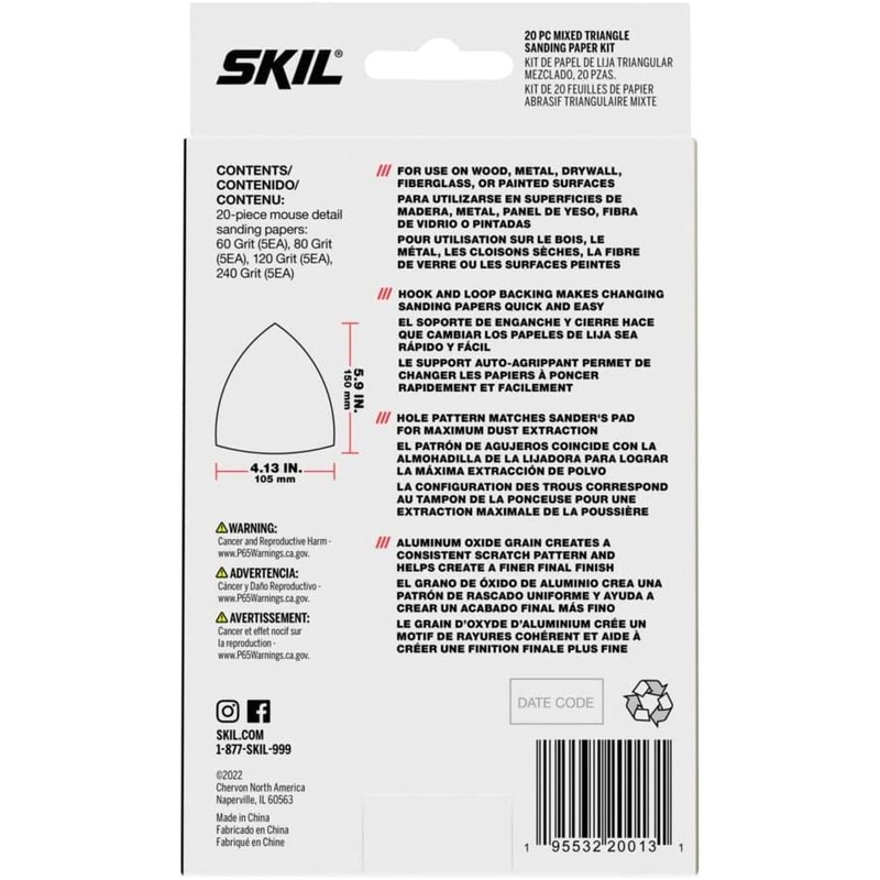 SKIL 20-Piece Mixed 60/80/120/240 Grits Mouse Detail Sanding Paper Kit