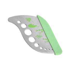Lotsdonxia 9-Hole Stainless Steel Herb Stripper Efficient Leaf Cutter with Protective Cover Kitchen Tool for Basil Rosemary Thyme Chard Kale Mint (Green)