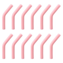 uxcell 12pcs Silicone Straw Tips, Silicone Straw Elbows Tip, Soft Reusable Metal Straw Covers Fit for 8mm/0.31" OD Stainless Steel Straws, Light Pink