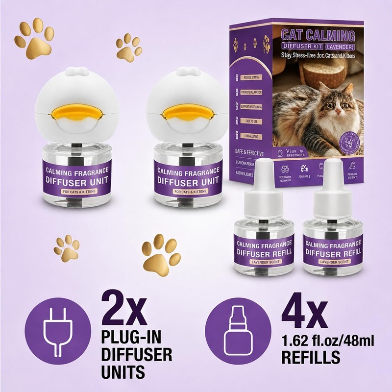 Egdusns Cat Calming Diffuser Kit with 2 Diffusers and 4