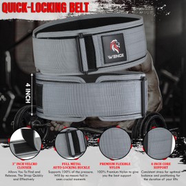 WENOX SPORTS Self Locking Weight Lifting Belt – Premium Weightlifting Belt for Powerlifting, Bodybuilding. (Grey, Small)