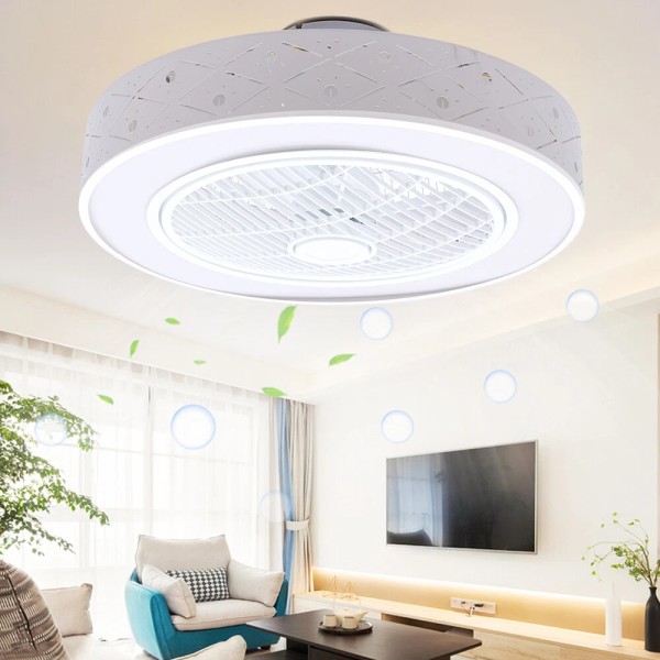 SENDERPICK 22" Modern Chandelier Round Ceiling Fan LED Light Remote
