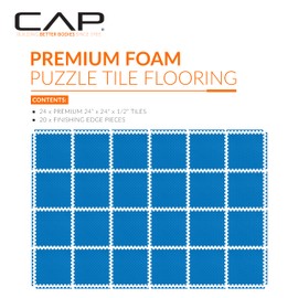 CAP Barbell 1/2-Inch Interlocking EVA Foam Exercise Puzzle Mats - 4 Pack | 24" x 24" x 1/2" | Tatami Pattern - Blue