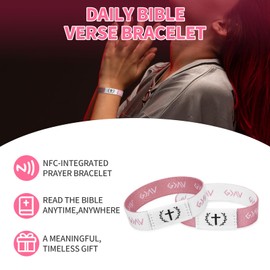 Xyulaan 4PCS Daily Bible Verse Bracelets, Flownwing Bible Bracelets Scan, Scripture Christian Jesus Scan Bracelet Christian Gifts for Women Bulk, Prayer Religious Catholic Bracelet for Women Men