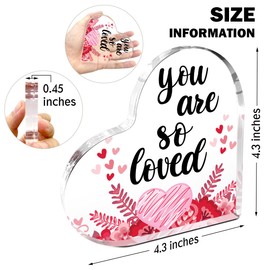 Heart Plaque Acrylic Decor,You Are So Loved Acrylic Sign,Inspirational Positive Acrylic Plaque,Valentines Day Birthday Gifts for Home Girl Room Wife Room Desk Shelf Table Decor
