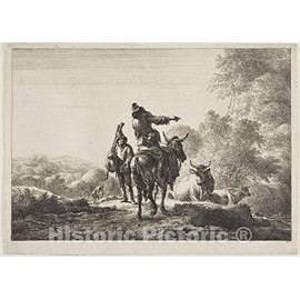 Historic Pictoric Print : The Bagpipe Player, Claes Pietersz. Bercham, c.1637, Vintage Wall Decor : 44in x 31in